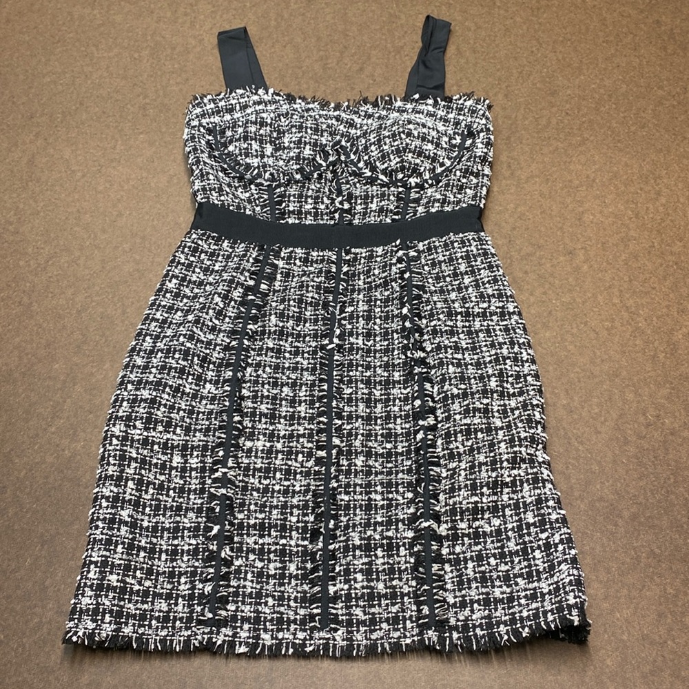 Guess Black & White Tweed Mini Dress